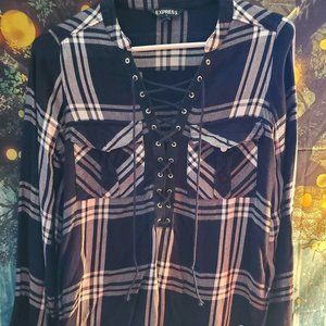 Express black & white plaid shirt